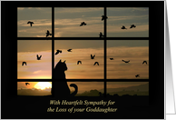 Sympathy for Loss of Goddaughter, Cat in Window at Sunset card