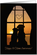 Covid 19 Anniversary At Home Cute Dogs in Window card
