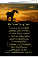 Horse in Sunset Being Older, The Gift of Being Older card