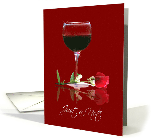 Wine Just A Note with Red Rose card (1622842)