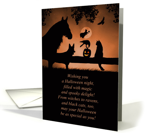 Happy Halloween, Horse, Dog Cats and Witch Cute Poem card (1632158)