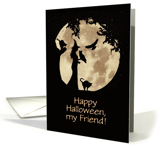Halloween Witch and Moon Customizable card (1632418)