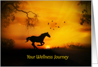 Horse Sunrise and Birds Get Well, Feel Better, Wellness Journey card