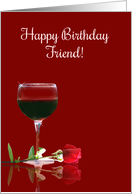 Wine Happy Birthday Friend card