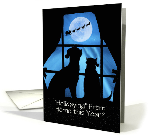 Holiday Pandemic Corona Virus Sheltering at Home Cute Dog and Cat card