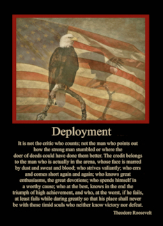 Vintage Eagle and Flag Military Deployment with Famous Quote