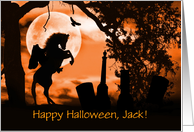 Happy Halloween Headless Horseman Graveyard Custom Name card