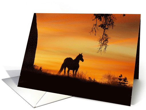 Thinking of You Horse Oak Tree and Southwestern Sunrise card (1640056)