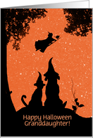 Cute Cat and Dog Halloween Personalize for Any Relation Granddaughter card