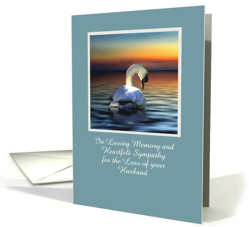 Loss of Husband Sympathy Card with Swan and Sunset Customizable card