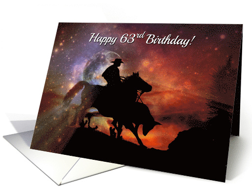 Cowboy Horse and Steer Happy 63rd Birthday card (1642098)