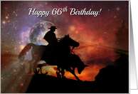 Happy 66th Birthday Rustic and Rugged Cowboy Roping Ride card