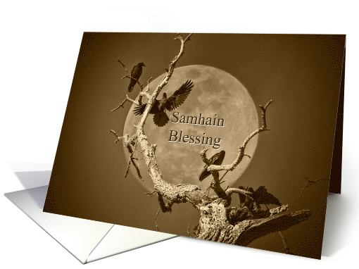 Ravens and Moon Samhain Blessing card (1644640)