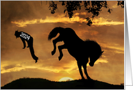 Funny Horse Bucking off the Year 2024 Humor Rodeo Happy New Year 2025 card