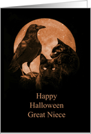 Halloween for Great Niece Halloween Animals Cats and Raven card