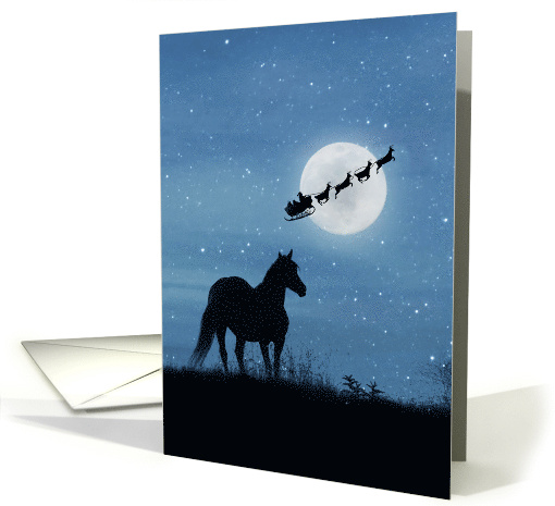 Season's Greetings Horse in Pasture and St. Nick with Reindeer card