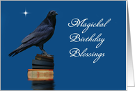 Raven or Crow and Magic Books Blessed Be Wicca Happy Birthday Custom card