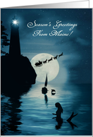 Season’s Greetings Custom Maine Coastal Nautical Sailboat Mermaid Xmas card