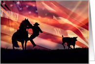 American West Roping Cowboy Horse and Steer Blank Country Western card