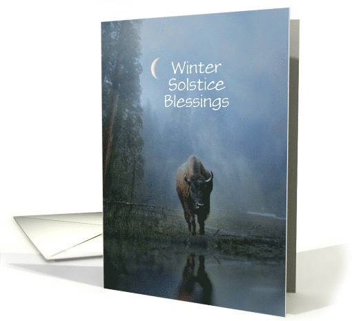 Winter Solstice Blessings with Buffalo in Winter Forest... (1653568)