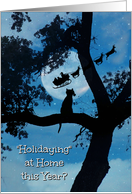 Corona Virus Covid Funny Happy Holidays Shelter at Home Cat and Santa card