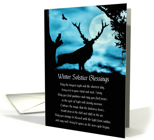 Winter Solstice Blessings Poem Bull Elk in Forest with... (1655308)