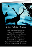 Winter Solstice Blessings Poem Bull Elk in Forest with Owl and Raven card