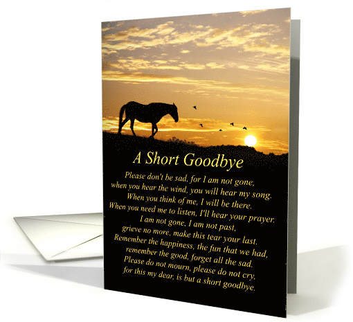 Sympathy Card with Horse in the Sunset and Sympathy Poem card