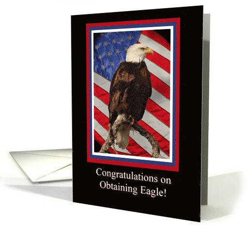 Eagle Scout Congratulations with Bald Eagle and American Flag card