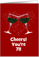 71st Birthday with Wine Glasses Toasting Custom card