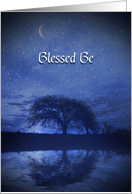 Pagan Wicca Inspired Happy Birthday Oak Tree and Crescent Moon card