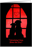 Corona Virus Covid 19 Valentine’s Day With Cute Dog Couple at Home card