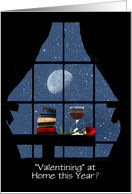 Corona Virus Covid 19 Valentine’s Day At Home Wine and Books Custom card