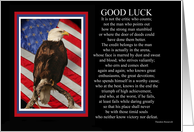 Good Luck Boot Camp with Bald Eagle American Flag And Famous Quote card