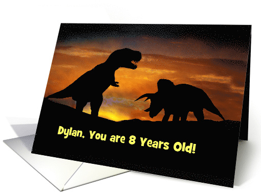 Happy 8th Birthday T-Rex and Triceratops Custom Cover... (1664972)