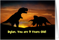 Happy 9th Birthday Dinosaurs Custom Cover Name and Age Fun card