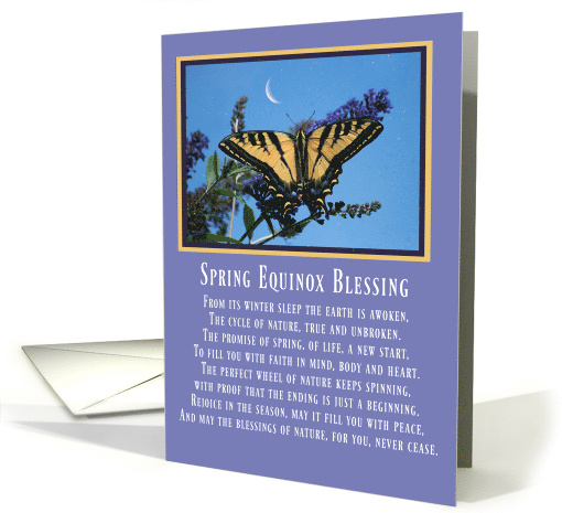 Spring Equinox Blessing Crescent Moon Stars and Butterfly card