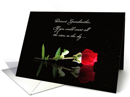 Happy Birthday Stars and Red Rose for Grandmother Customizable card