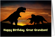 Happy Birthday Great Grandson Dinosaurs Custom Cover card