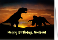 Happy Birthday Godson Dinosaurs Custom Cover card