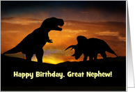 Happy Birthday T Rex and Triceratops Great Nephew Custom card
