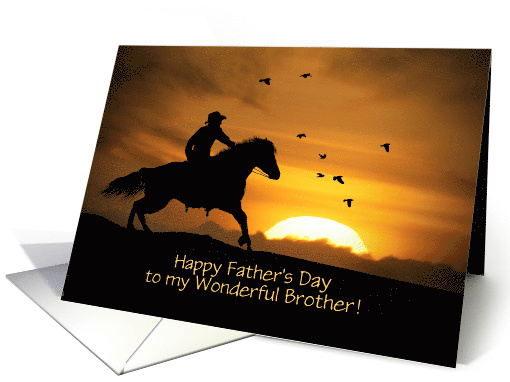 Happy Father's Day to My Brother Horse and Cowboy Customizable card