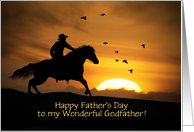 Godfather Happy Fathers Day Customizable Cover with Cowboy and Horse card