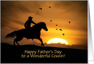 Happy Fathers Day For Cousin with Cowboy and Horse Customizable card