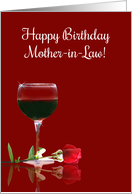 Happy Birthday for Mother In Law Happiness Love and Good Wine Funny card