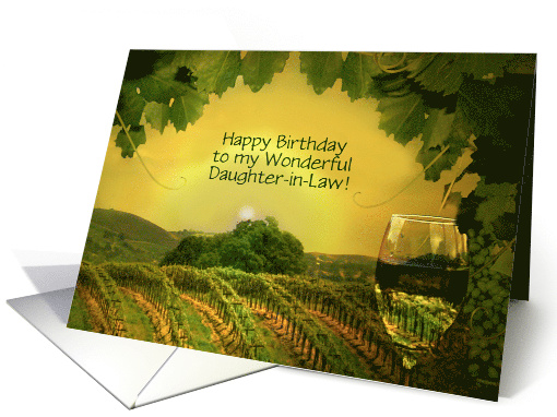 Daughter In Law Birthday with Wine and Vineyard Customizable card