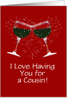 Happy Birthday Cousin Funny Wine Cheers Customizable Cover card