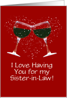 Happy Birthday Sister In Law Funny Wine Themed Humor Custom card