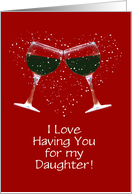 Daughter Birthday Customizable with Toasting Wine Glasses card