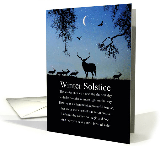 Winter Solstice Yule Blessings Ravens Elk Crescent Moon... (1674900)